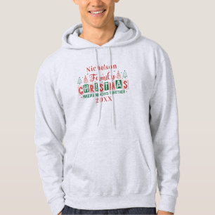 Moletom Nome da família personalizada Red Green Christmas