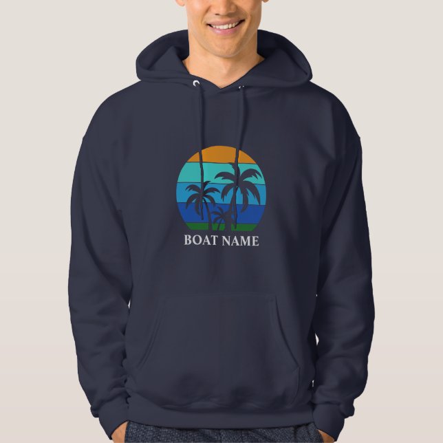 Moletom Nome do barco Sun Palm Trees Blue (Frente)