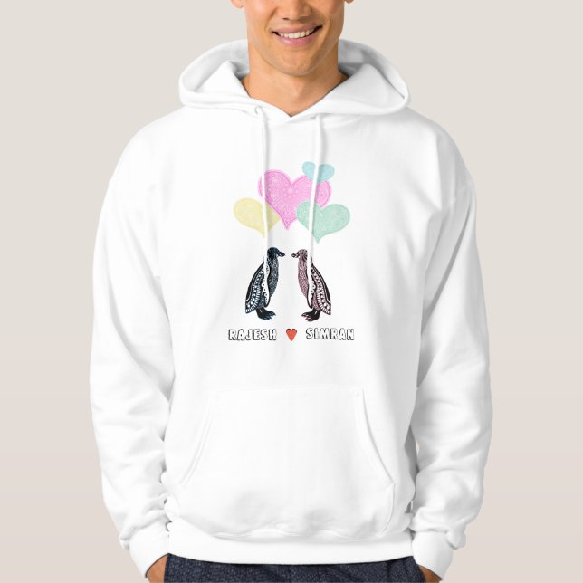 Moletom Nome do Casal Personalizado Pinguin Love (Frente)