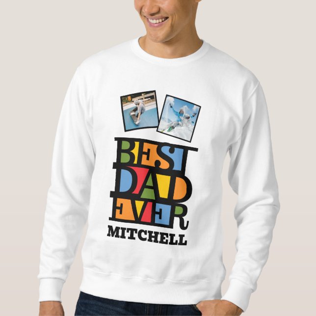 Moletom Nome personalizado e 2 fotos - MELHOR PAI DE SEMPR (Frente)