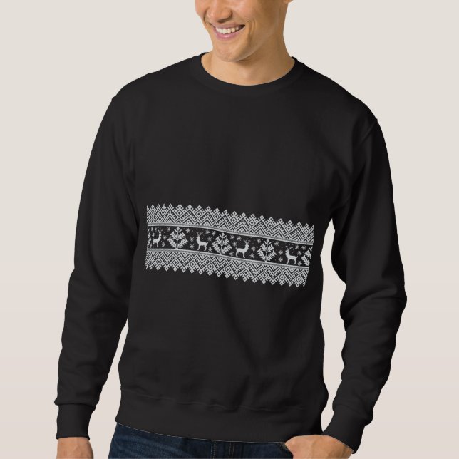 Moletom Nórdico de inverno Têxtil de Natal Reindeer Floco  (Frente)