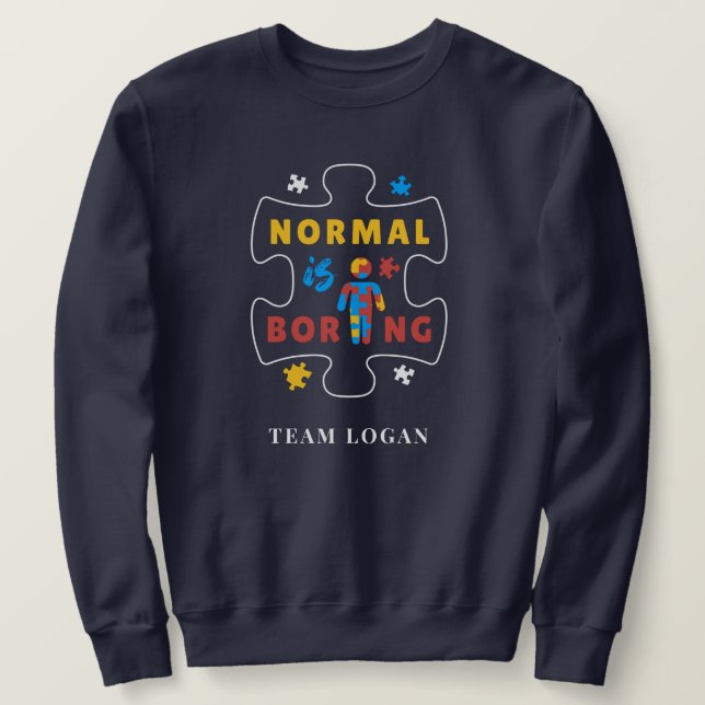 Moletom Normal é Chato Peça de Puzzle de Conscientização d (Frente do Design)