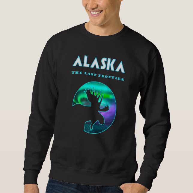 Moletom Norte Do Alasca Luz A Alaskan Moose Com Aurora (Frente)
