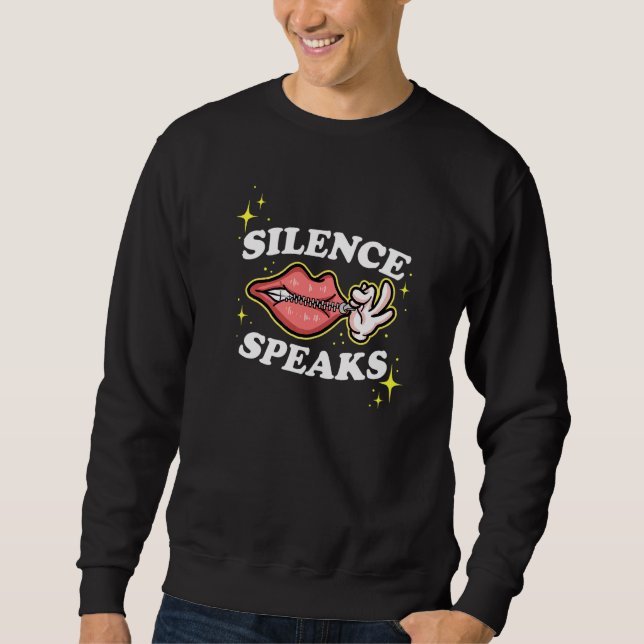 Moletom Not Speaking Lips Zipped Shut Silence Speaks   (Frente)
