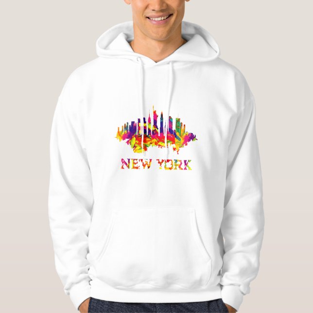 Moletom Nova Iorque skyline brilhante colorido (Frente)