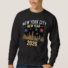 Moletom Nova York Ano Novo 2026 Fogos de Artifício Silhuet