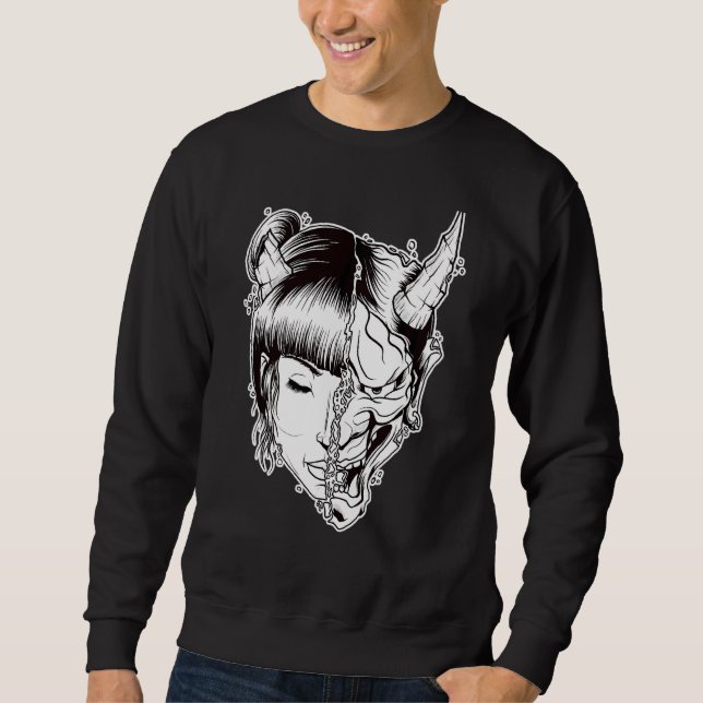 Moletom Nu Gótico Geisha Hannya Mask Demon Shapeshifter (Frente)
