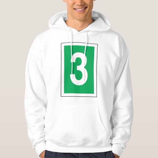 Moletom Número Três Hoodie Branco E Verde (Frente)