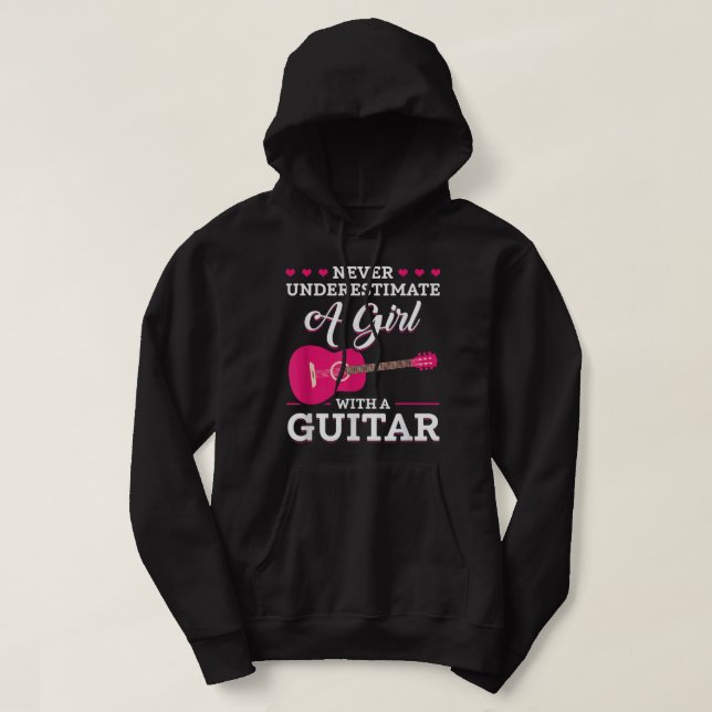 Moletom Nunca Subestime Uma Garota Com Uma Guitarra (Frente do Design)