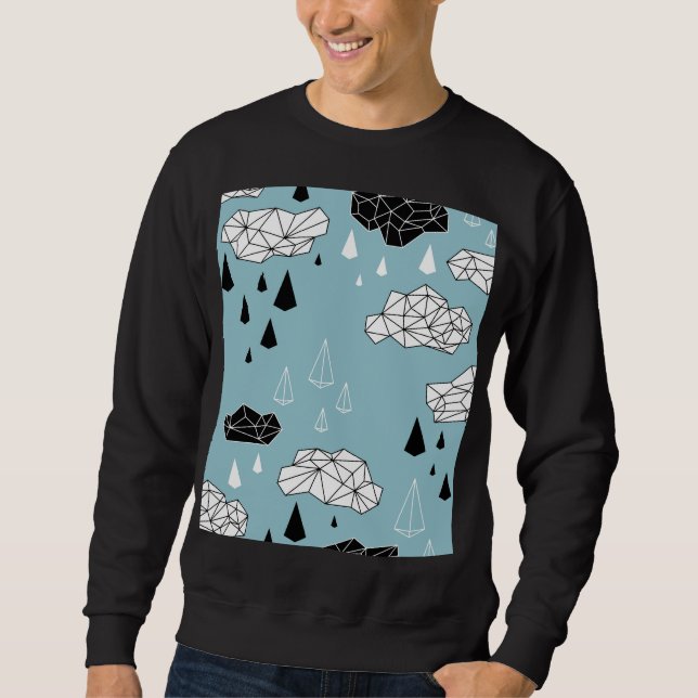 Moletom Nuvens geométricas e chuva, padrão perfeito. (Frente)