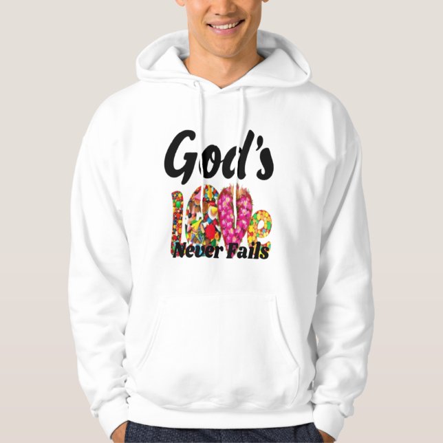 Moletom O amor de Deus nunca falha - capuz inspirado na fé (Frente)