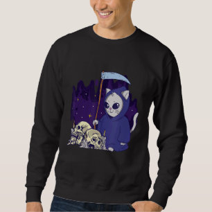 Moletom O Cat Reaper Duty Encerrou o Skeleton Grim Reaper