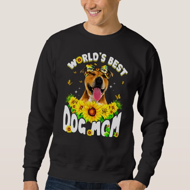 Moletom O melhor Dia de as mães da mãe de cachorro pitbull (Frente)