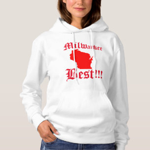 Moletom O Milwaukee branco & vermelho Hoddie da mulher