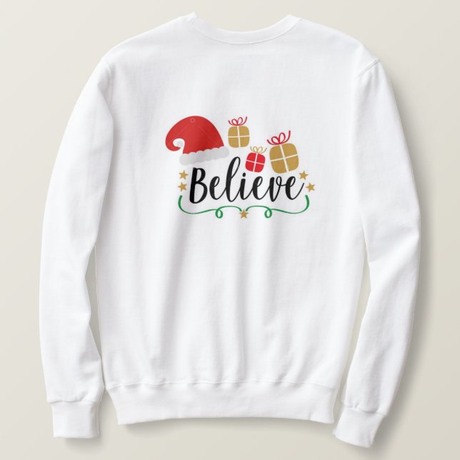 Moletom O Natal Branco dos Homens Acredita no Sweater (Verso do Design)
