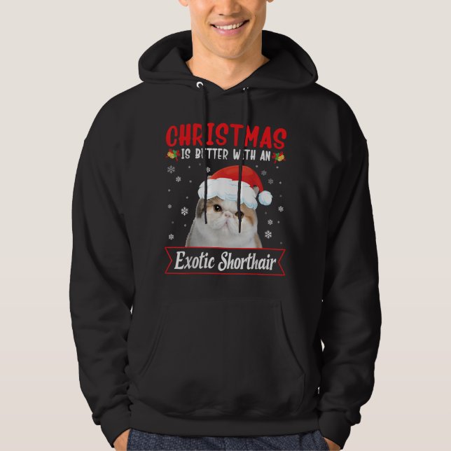 Moletom O Natal É Melhor Com Um Gato De Ar Curto Exótico M (Frente)