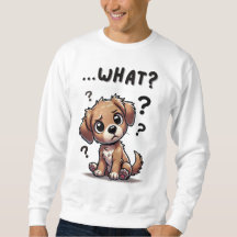 "...o quê?" Puppy com cartoon confundida