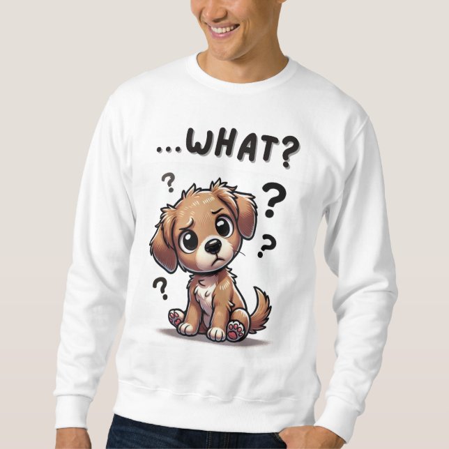 Moletom "...o quê?" Puppy com cartoon confundida (Frente)