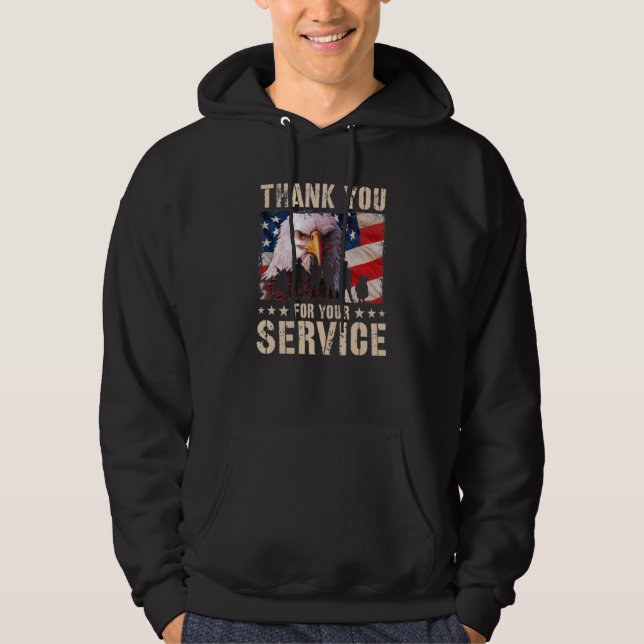 Moletom Obrigado Pelo Seu Serviço Veterano Bandeira dos EU (Frente)
