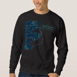 Moletom Obx Nc Outter Banks Map Duck Corolla Beach Vacing