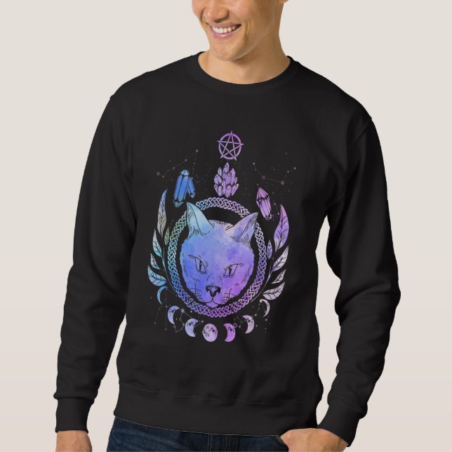 Moletom Occult Cat Magic Symbol Wicca Gótico Cats Esoteric (Frente)