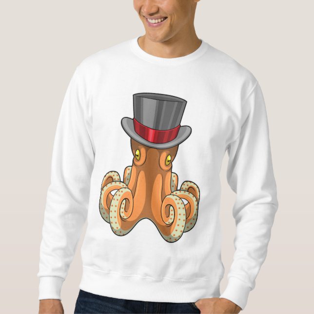 Moletom Octopus como cavalheiro com chapéu superior (Frente)
