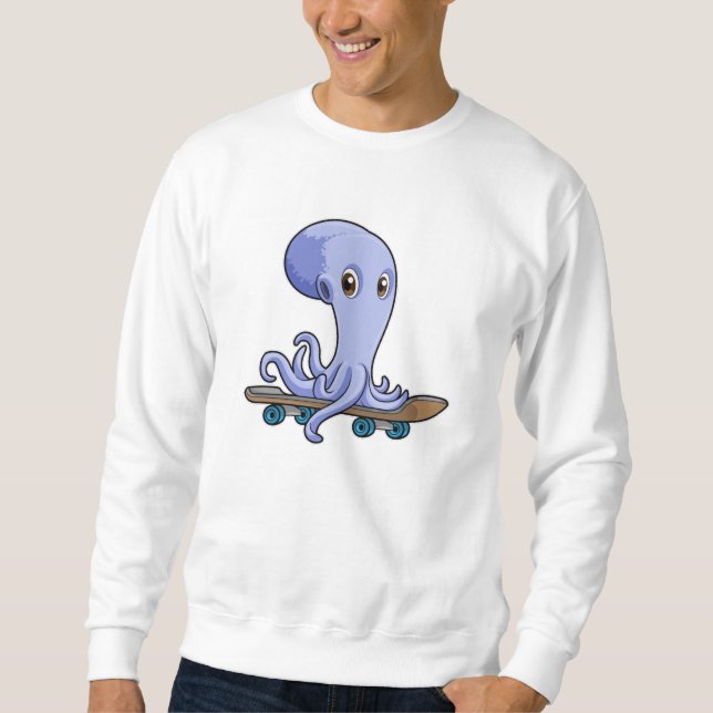 Moletom Octopus como skater com skate (Frente)