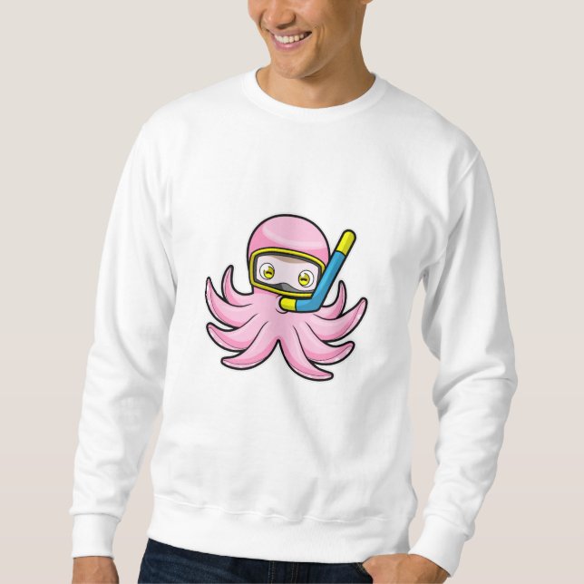 Moletom Octopus em mergulho com Snorkel e óculos de nataçã (Frente)