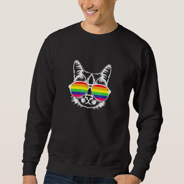 Moletom Óculos arco-íris de gato bonito Óculos de sol Lgbt (Frente)