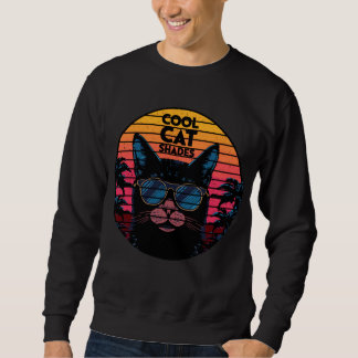 Moletom Óculos de Gato Legal Arte de Pôr do Sol Synthwave