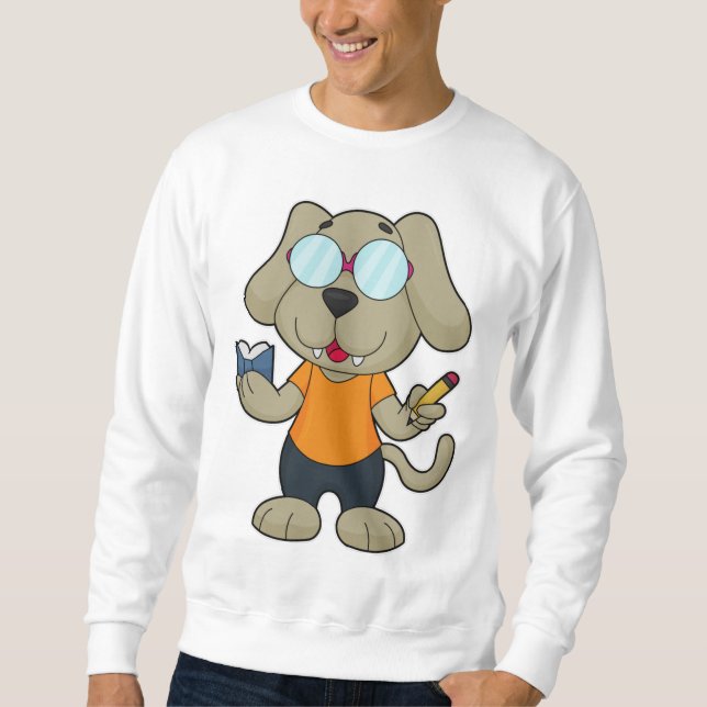 Moletom Óculos de Livro de Cachorro Nerd (Frente)