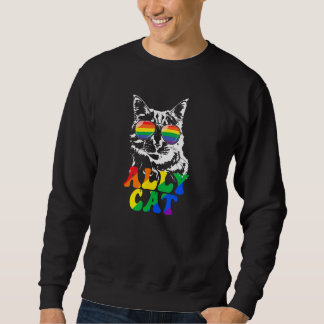 Moletom Óculos de Sol Arco-íris de Gato Aliado Retro LGBT 