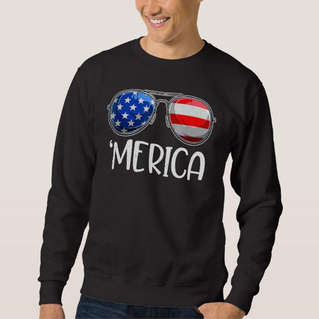 Moletom Óculos de sol com bandeira americana Merica 4 de j (Frente)