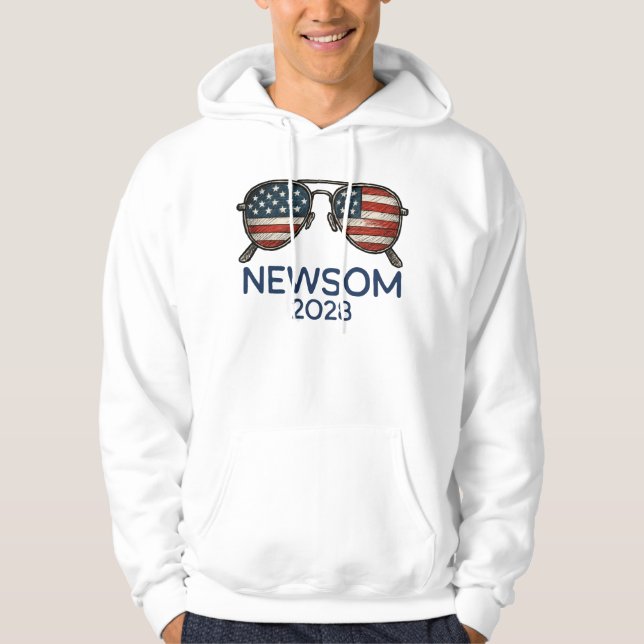 Moletom Óculos de Sol Gavin Newsom 2028 Para Presidente (Frente)