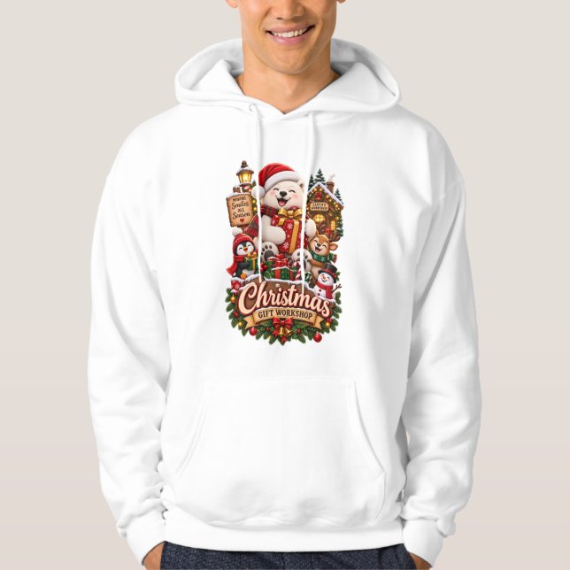 Moletom Oficina de Presentes de Natal Ursos Aconchegantes  (Frente)