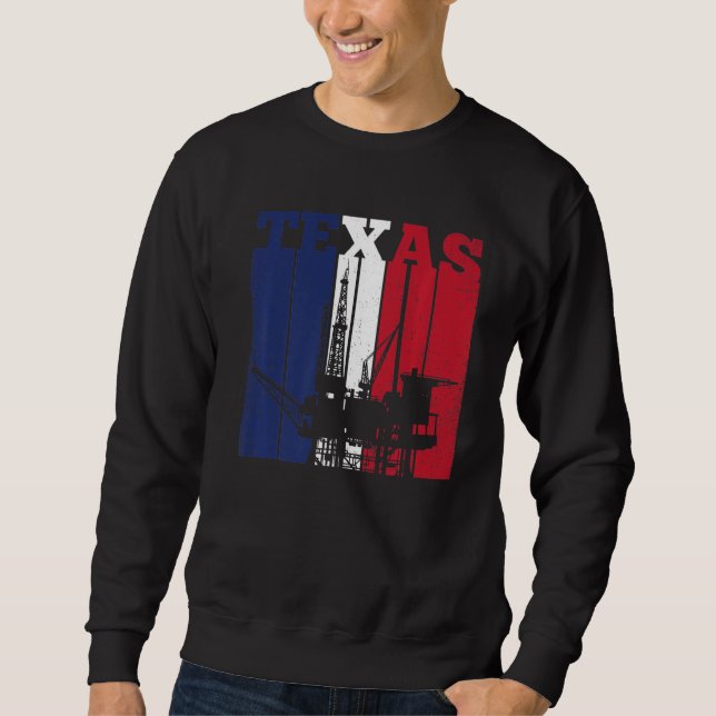 Moletom Oil Rig Texas Us Flag Oilfield Worker Rig Drill (Frente)