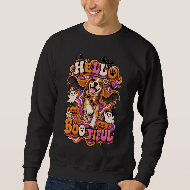 Moletom Olá Bootiful Beagle Halloween Divertido Groovy Bru (Frente)