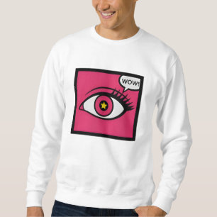 Moletom Olho da Pop Art Preenchimento Rosa Caixa Texto Wow