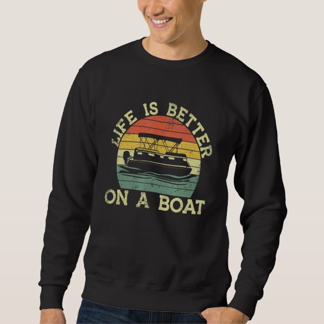 Moletom On A Boating Boat Captain Vintage Pontoon (Frente)