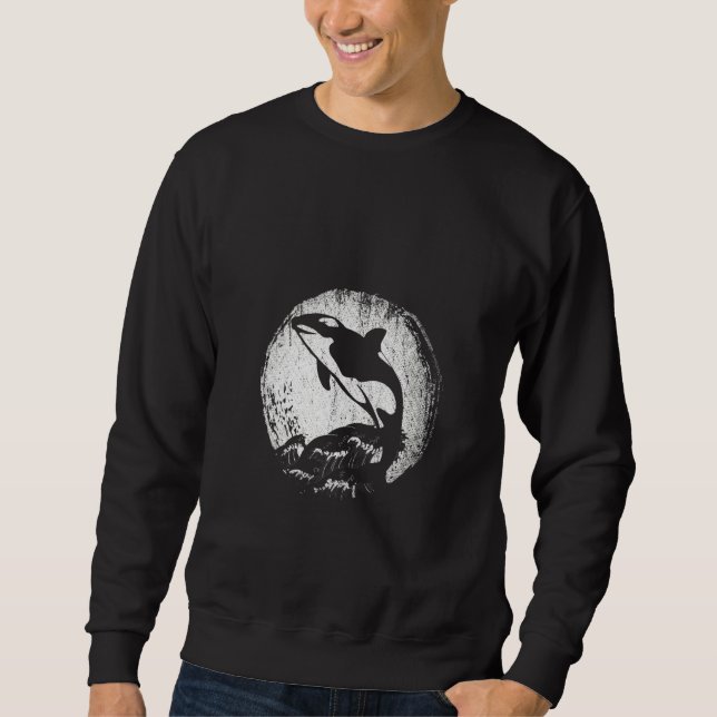 Moletom Ondas de Animais do Oceano Feminino Luar Orca Lua  (Frente)