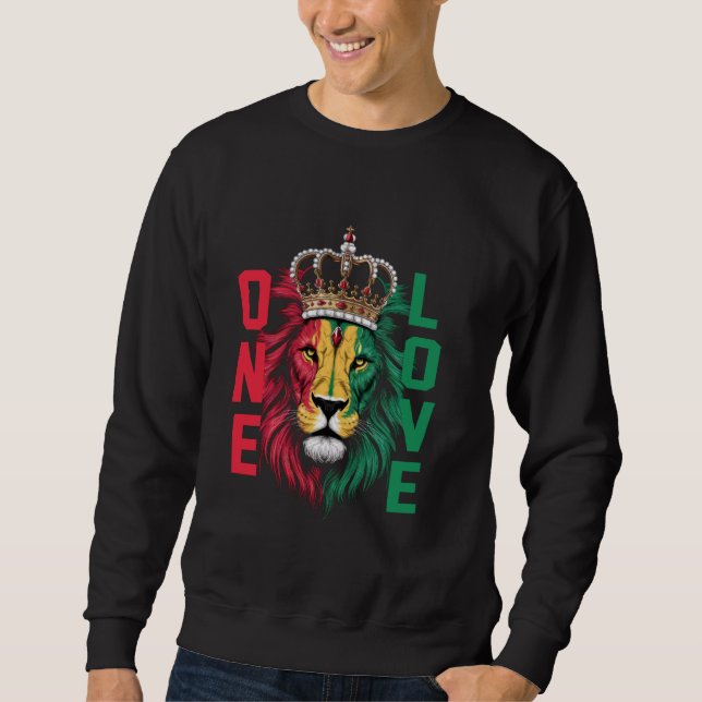 Moletom One Love Rasta Lion Jamaican Orgae Reggae African (Frente)