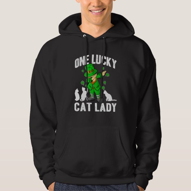 Moletom One Lucky Cat Lady St Patricks Day Dabbing Leprech (Frente)