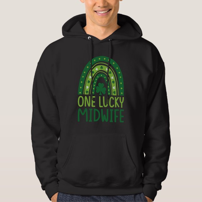 Moletom One Lucky Midwife Rainbow Shamrock St Patrick's Da (Frente)