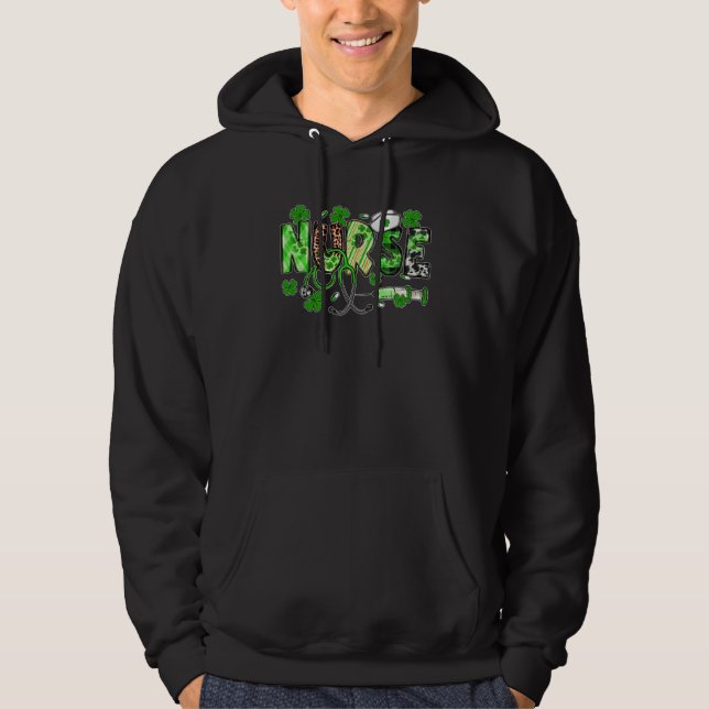 Moletom One Lucky Nurse ICU RN Retro Groovy Patrick's Day  (Frente)