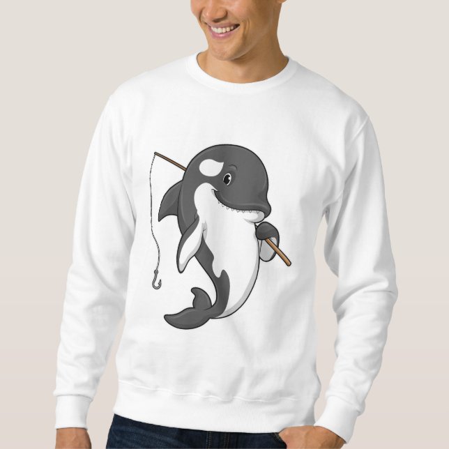 Moletom Orca como pescador com cana de pesca (Frente)