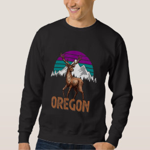 Moletom Oregon Mountain Deer Hunter Sunset Vintage Retro H