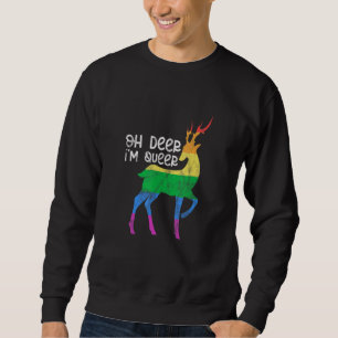 Moletom Orgulho gay LGBT Deer Eu sou Queer Rainbow Flag Di