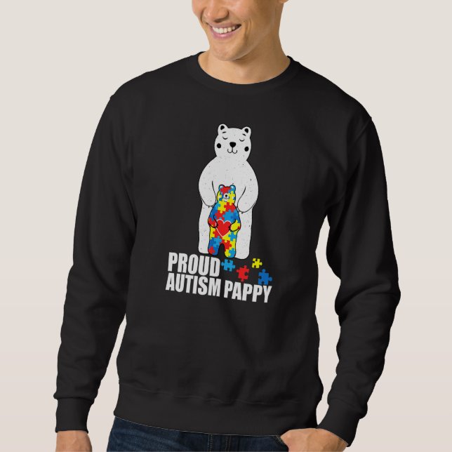 Moletom Orgulho Pappy Bear Autismo Quebra-cabeça de Consci (Frente)