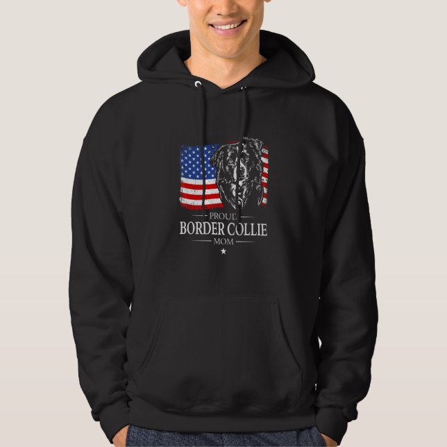 Moletom Orgulhosa Mãe de Border Collie Bandeira Americana  (Frente)