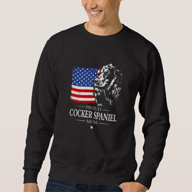 Moletom Orgulhosa Mãe de Cocker Spaniel Bandeira Americana (Frente)